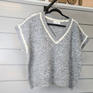 Carly Jean Los Angeles Gray V-Neck Sweater Vest